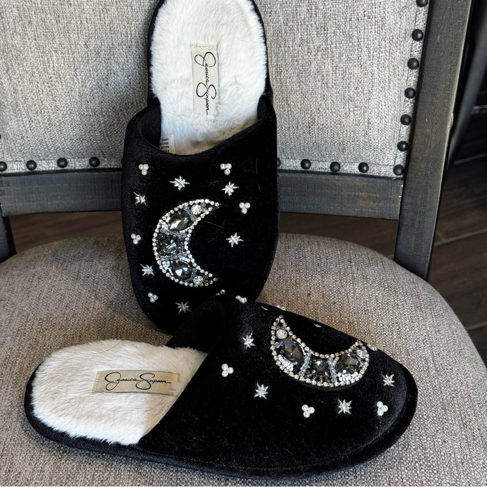 Jessica Simpson Black Embellished Women's Slippers